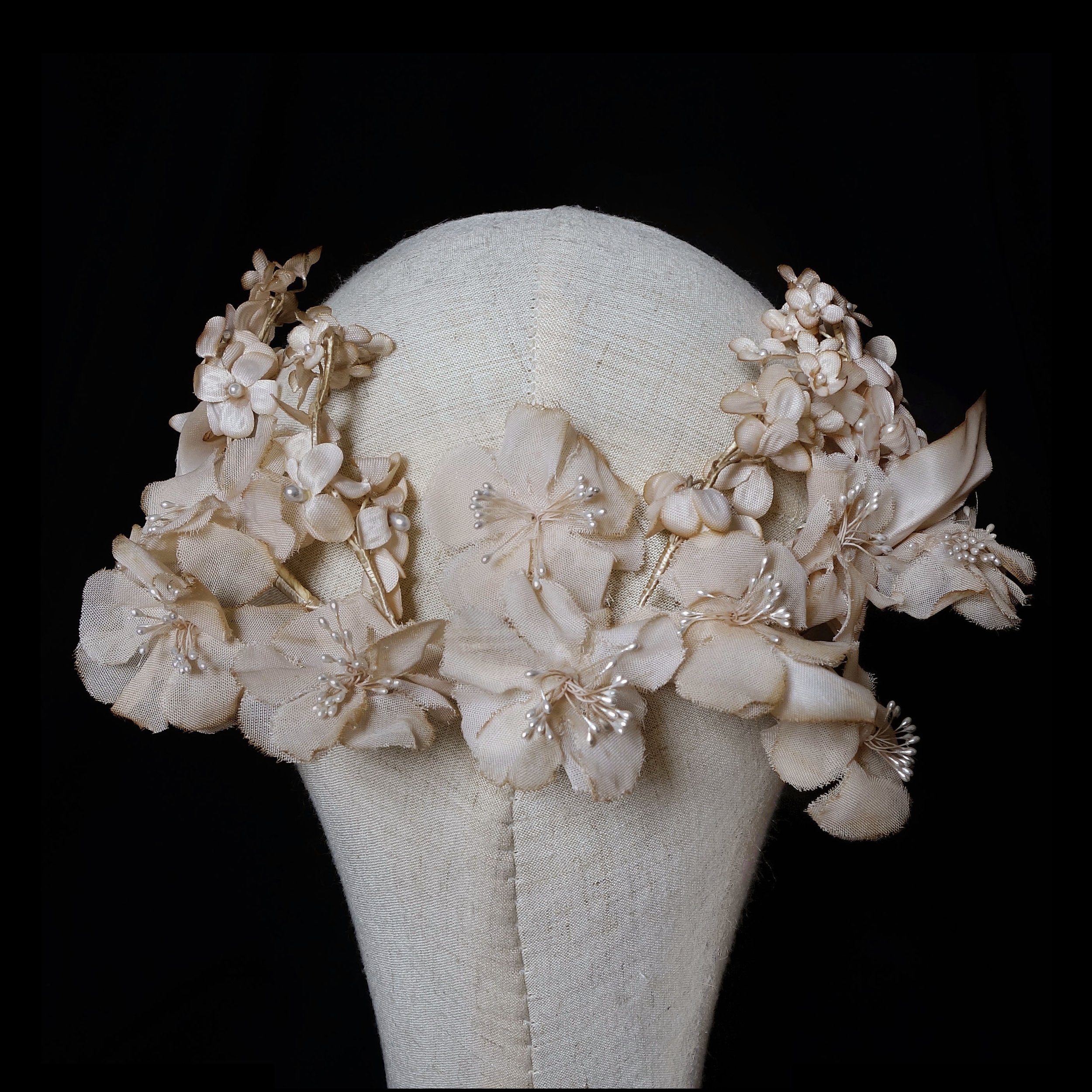 1930s Deadstock, Peach Silk Blossom Flower Headpiece — jane bourvis